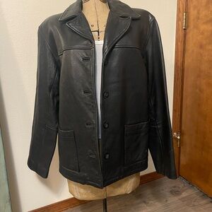 Kenneth Cole Black Leather Coat